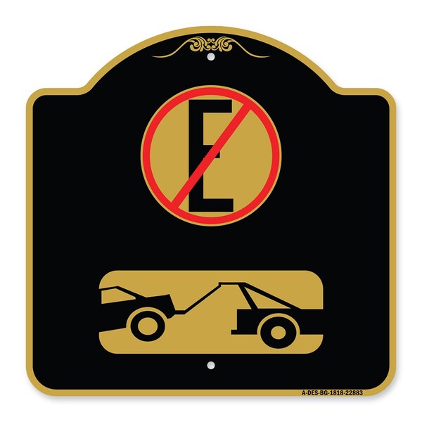 Spanish Parking Control Sign No Estacionar No Parking, Black & Gold Alum Sign, 18" H, BG-1818-22883